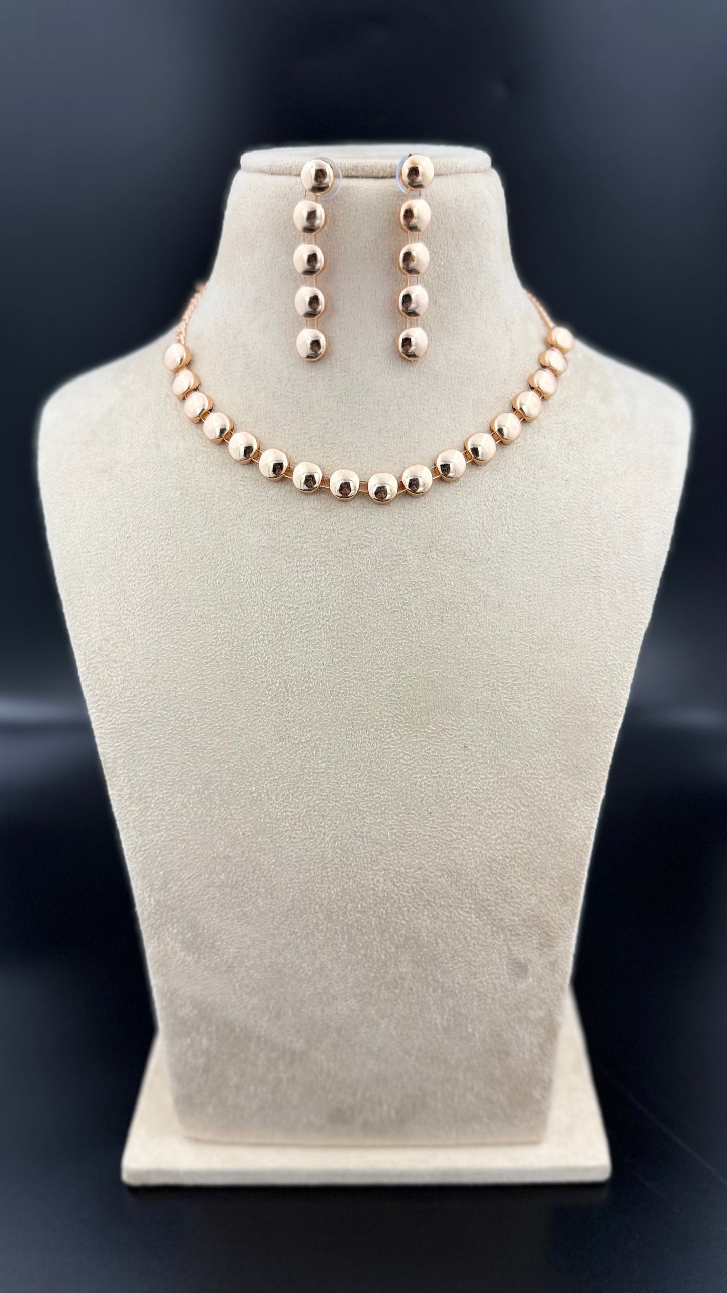Glossy Beaded Charm Necklace Set