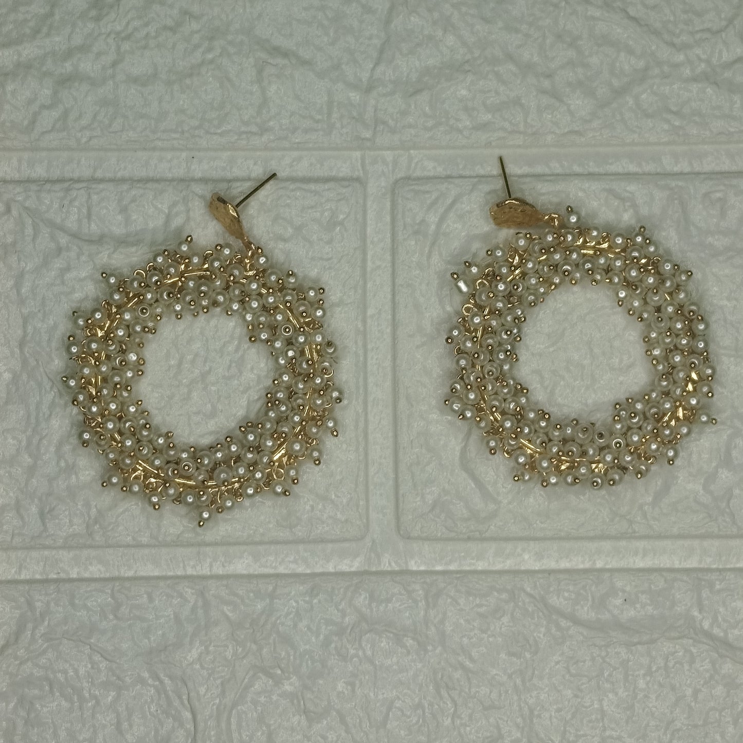 Golden Pearl Wreath Earrings