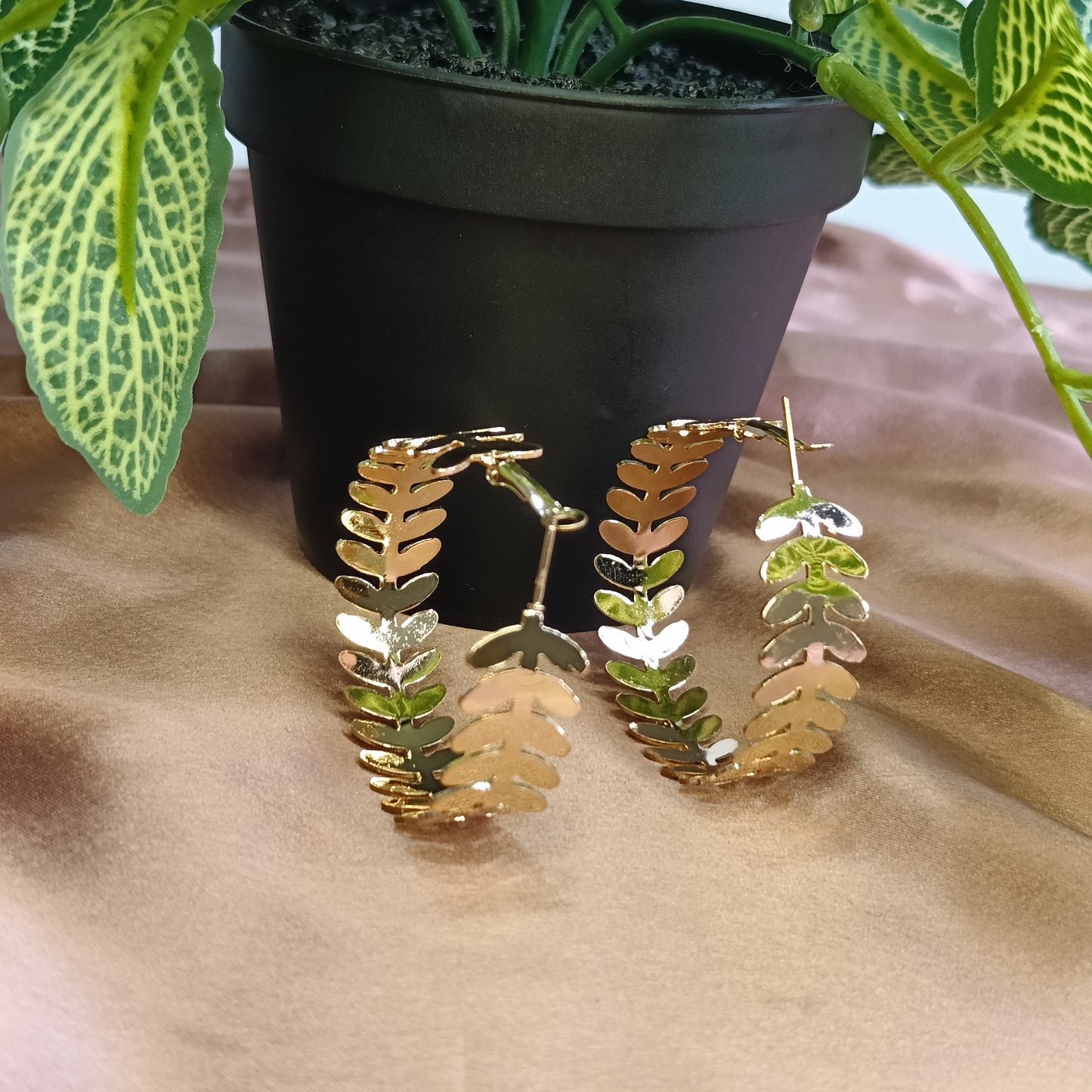 Gold Vine Hoop Earrings