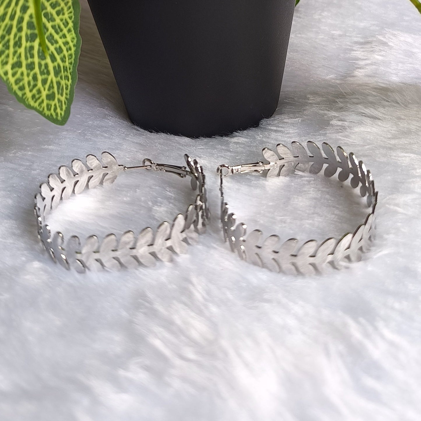 Silver Vine Hoop Earrings