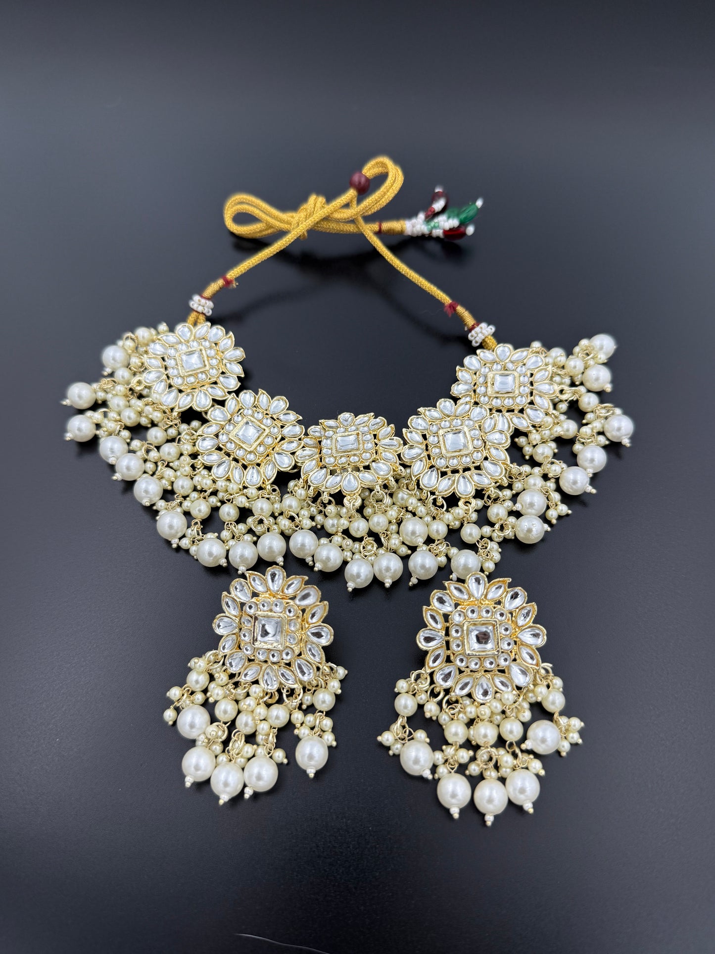 Zayra Pachi Kundan Ivory Pearl Necklace Set