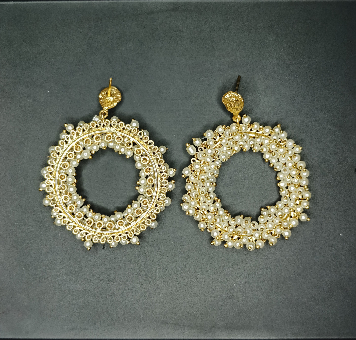 Golden Pearl Wreath Earrings