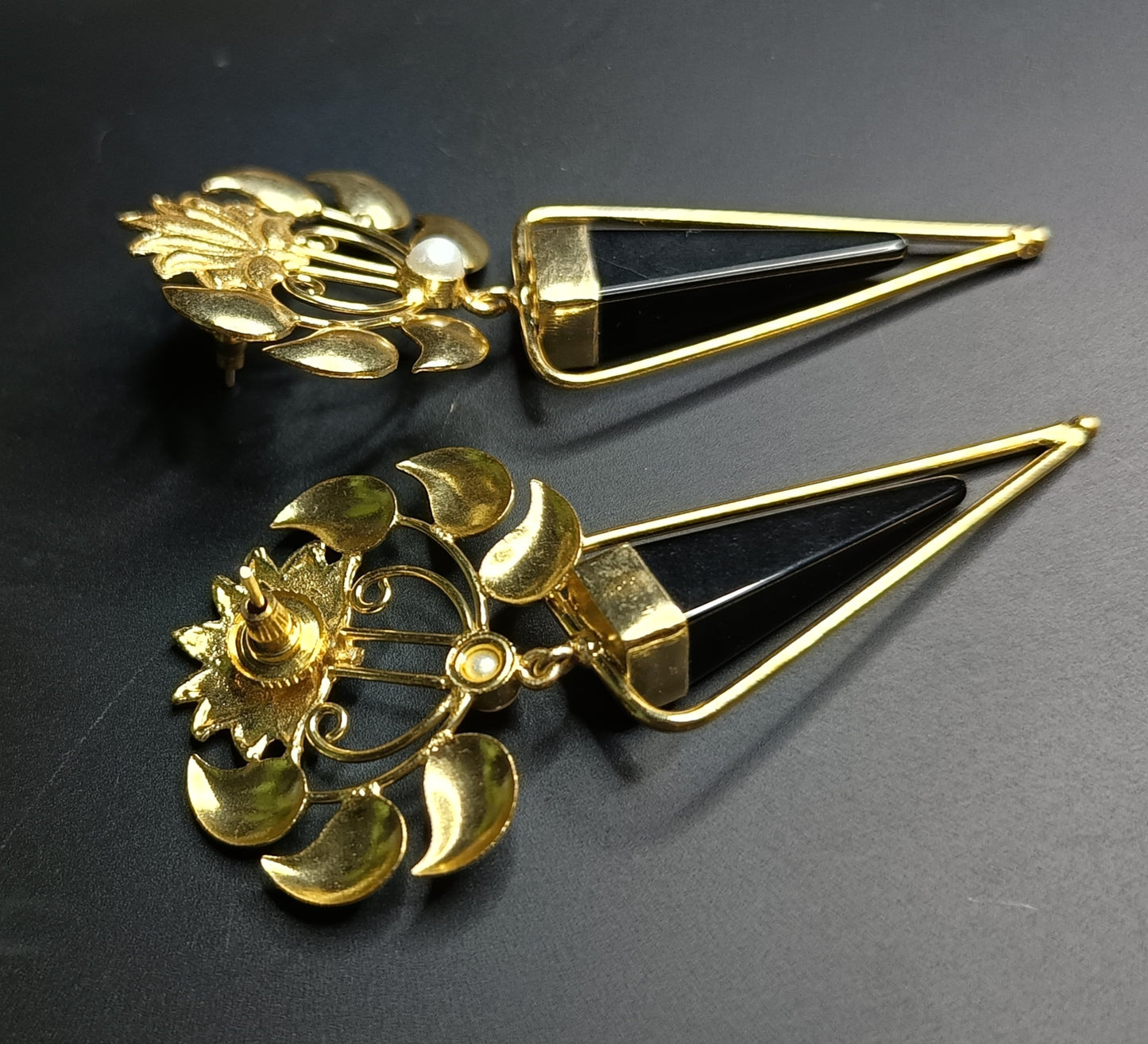 Black Crystal Geometric Earrings