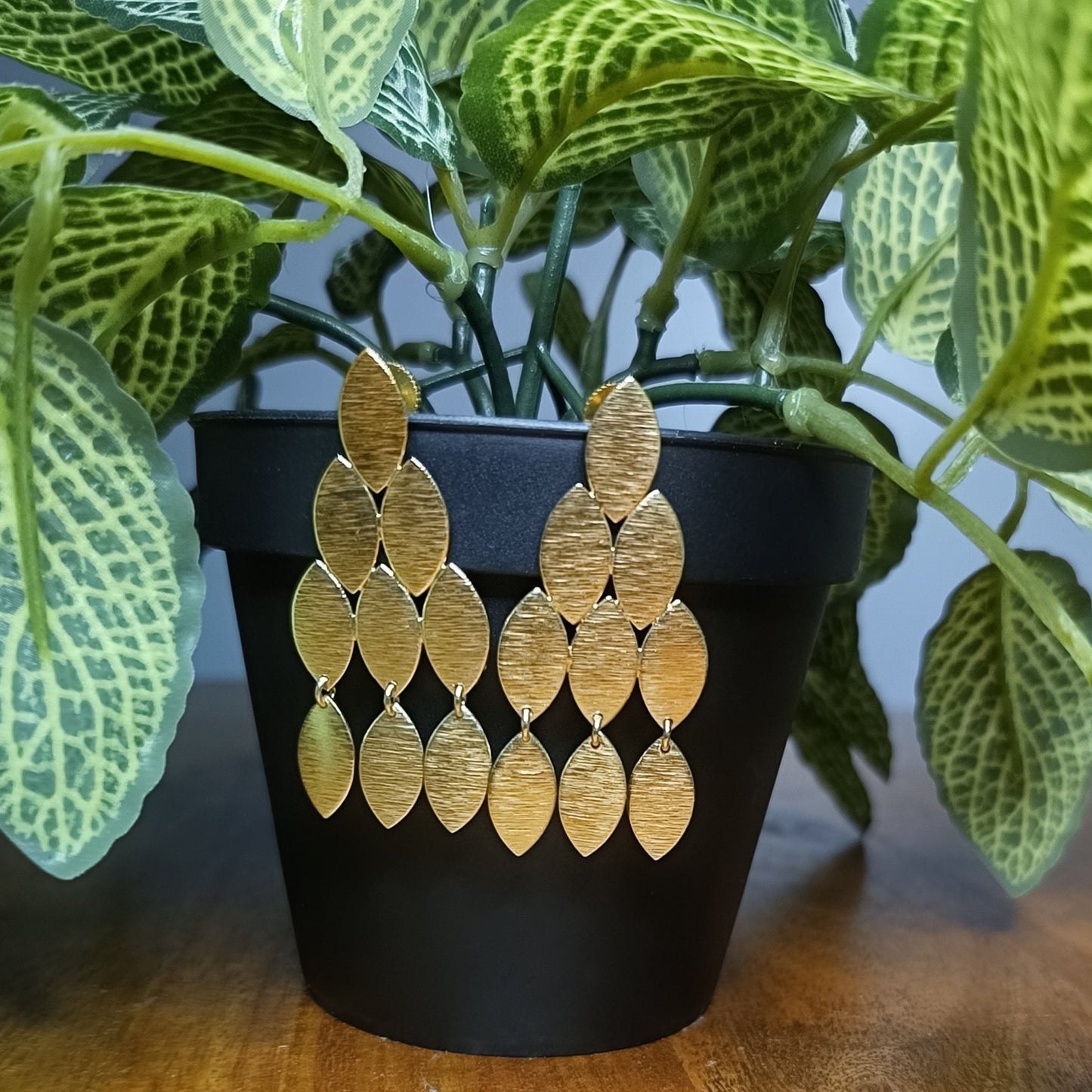 Golden Cluster Leafy Earrings