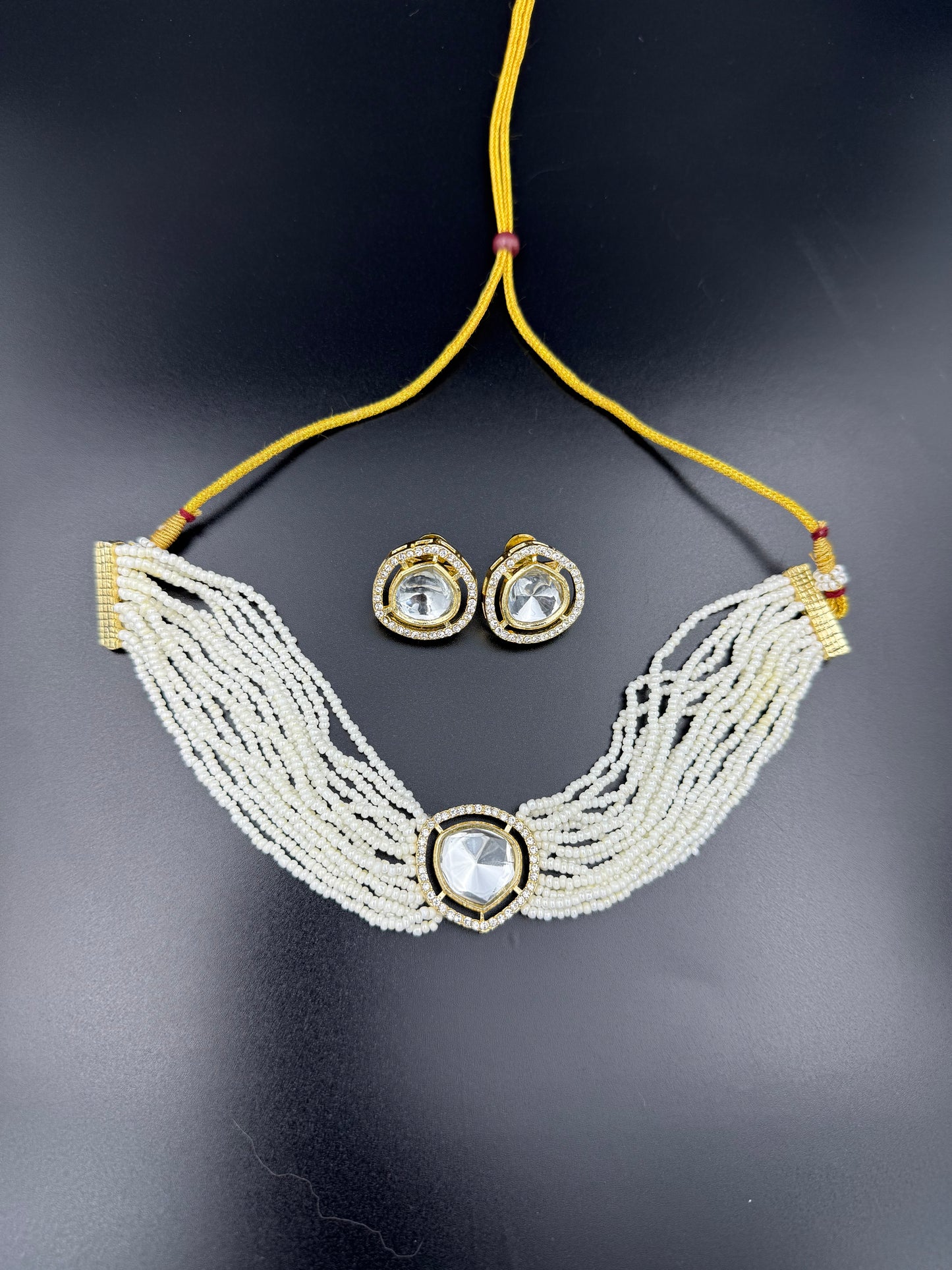 Pearl Kundan Multilayer Choker Necklace set