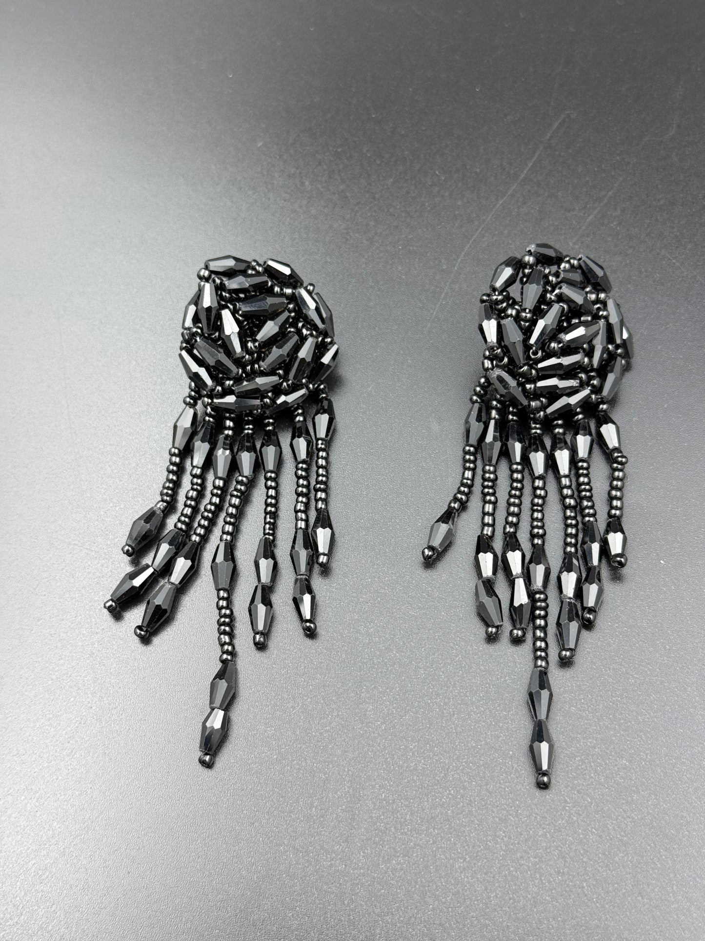 Black Beaded Dangler Earring
