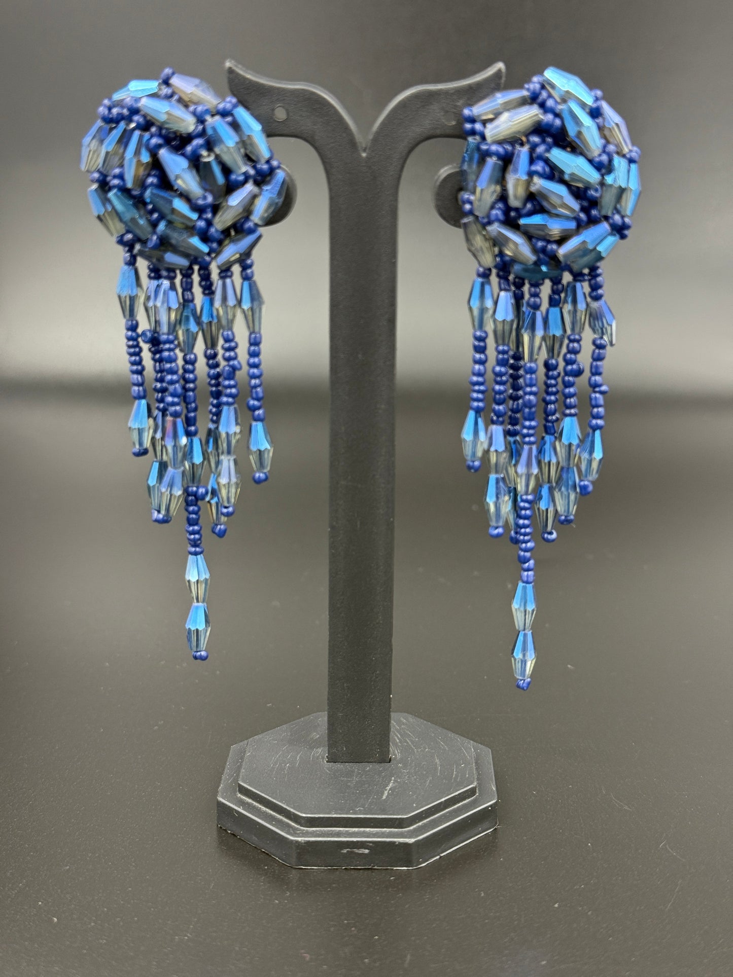Royal Blue Beaded Dangler Earring
