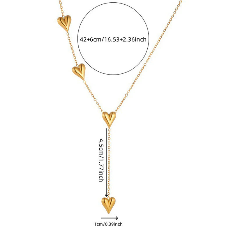 Anti Tarnish Heart Pendant Long Necklace