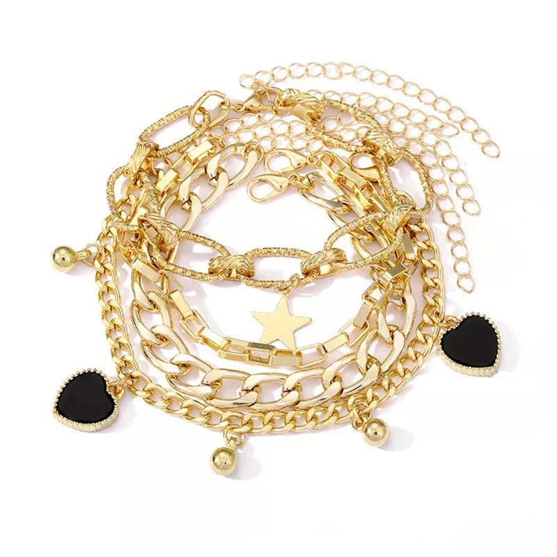 Star & Heart Charm Bracelet Set