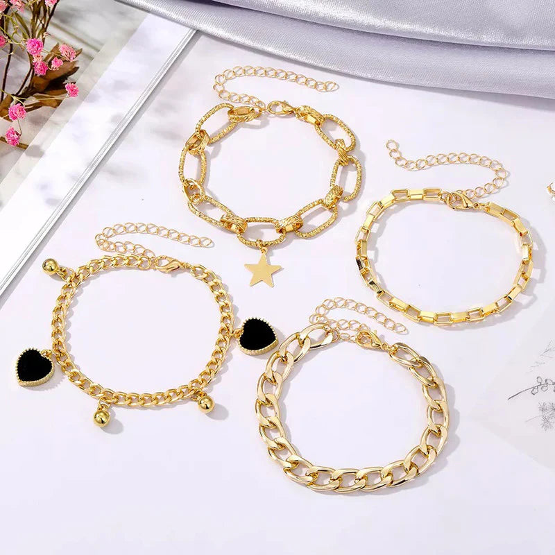 Star & Heart Charm Bracelet Set