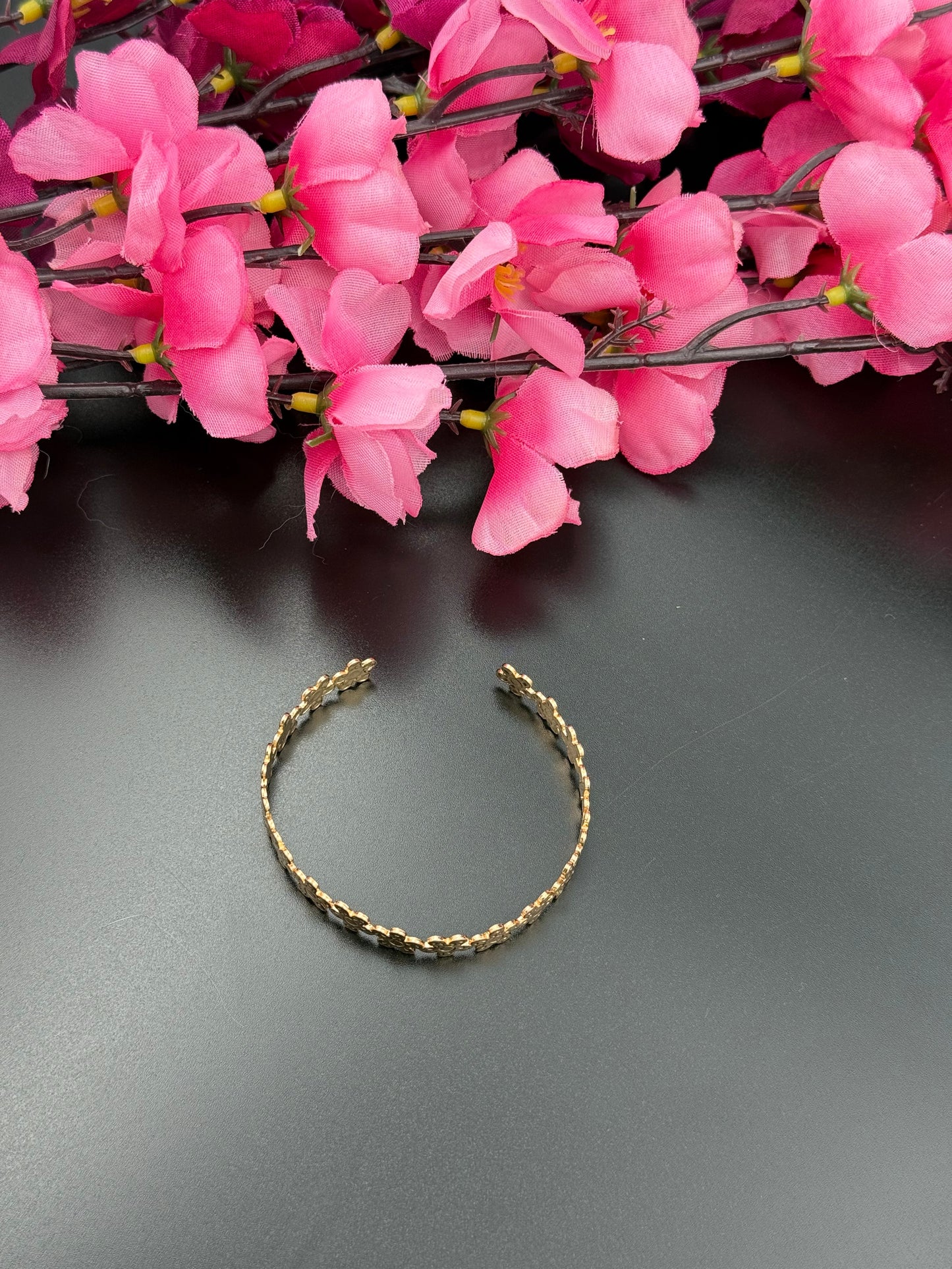 Dainty Daisy Cuff Gold Bracelet