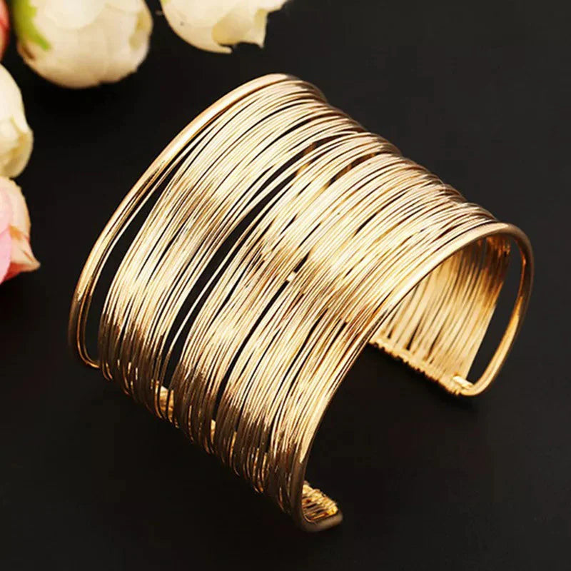 Luna Gleam Multi-Wire Gold Cuff Bracelet