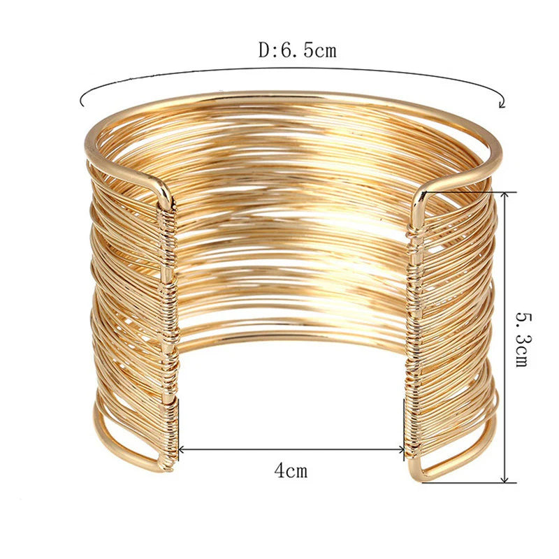Luna Gleam Multi-Wire Gold Cuff Bracelet