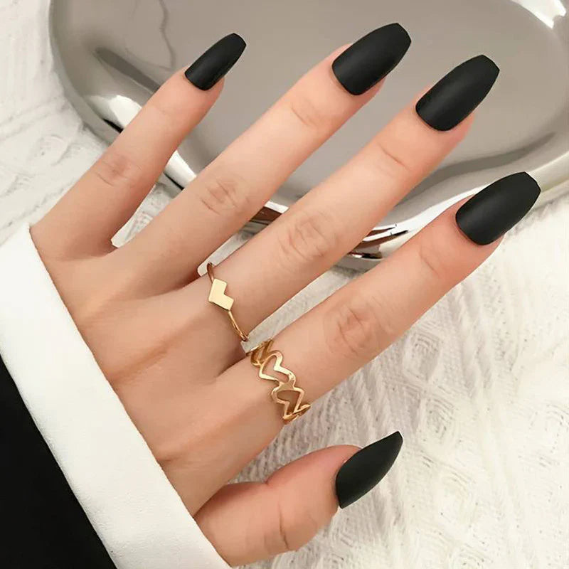 Stackable Heart Golden Rings Set