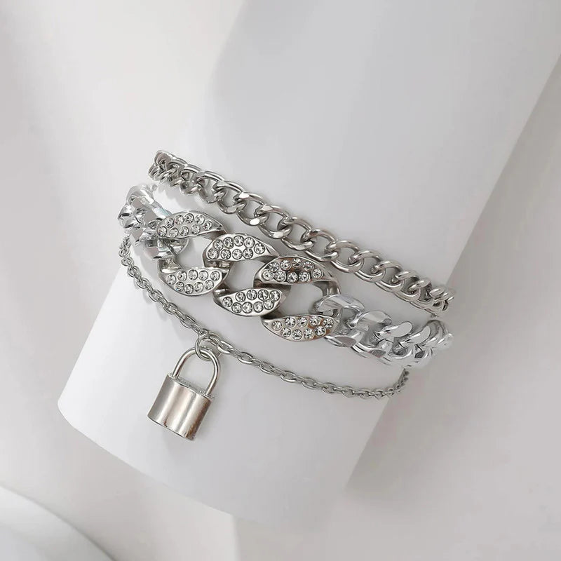 Gilded Luxe Layered Silver Plated Bracelet