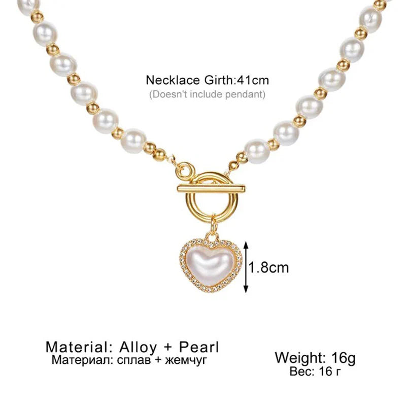 Peart Heart Pendant Necklace