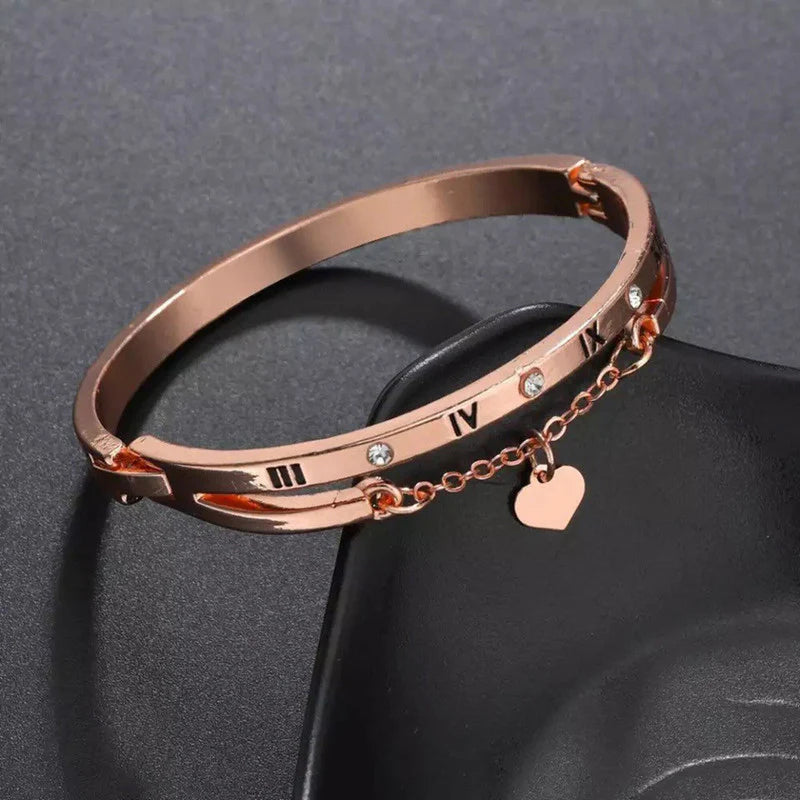 Timeless Charm Roman Numeral Rose Gold Bracelet