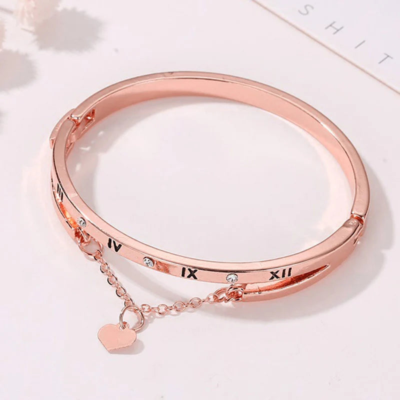 Timeless Charm Roman Numeral Rose Gold Bracelet