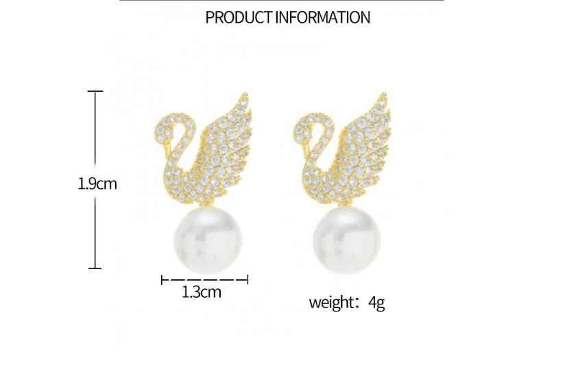 Korean Swan Pearl Drop earrings