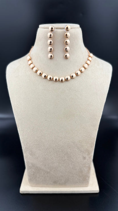 Glossy Beaded Charm Necklace Set