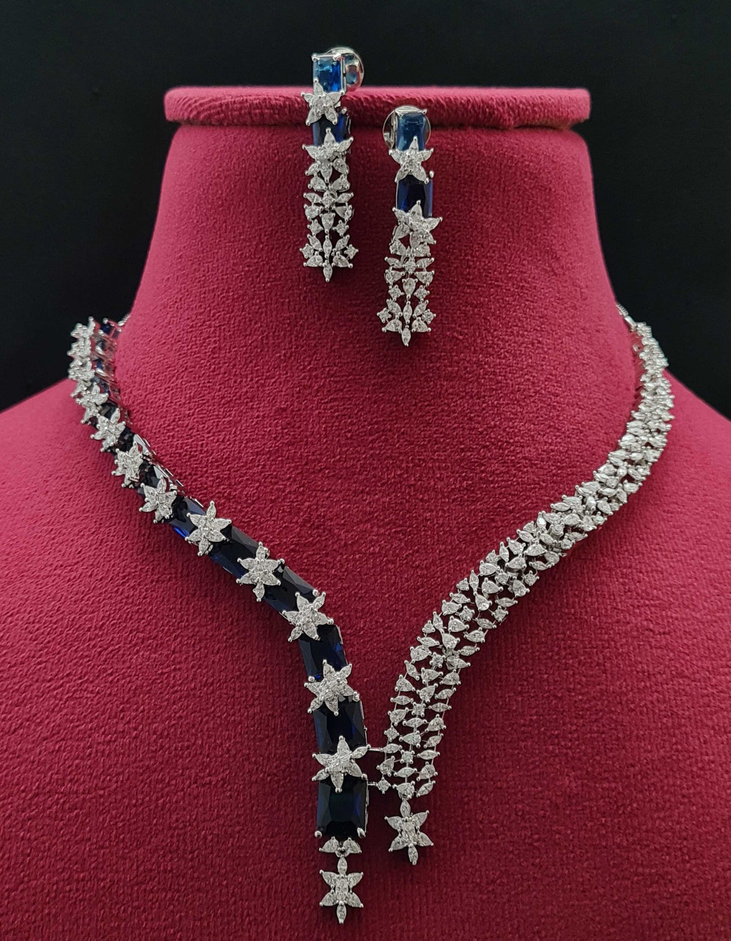 Royal Blue Alisha AD Necklace set