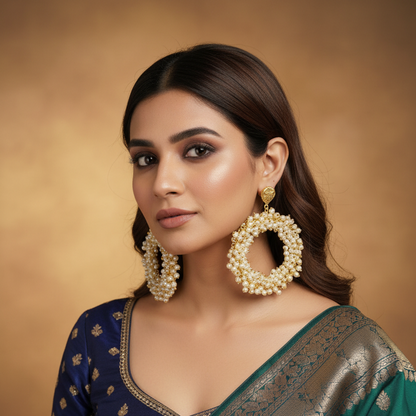 Golden Pearl Wreath Earrings