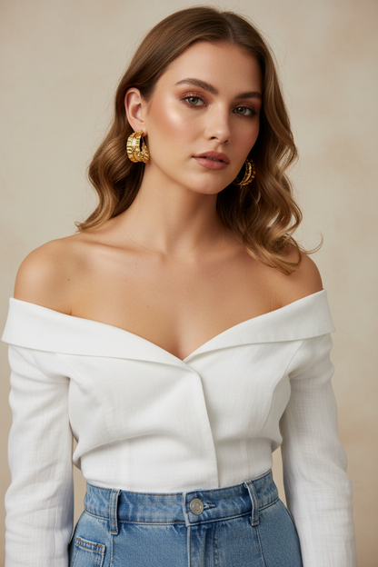 Gold Semi Hoop Gold Statement Earrings