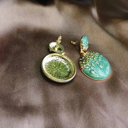 Trendy Korean Green Dangler Earrings