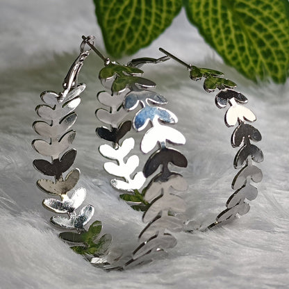 Silver Vine Hoop Earrings