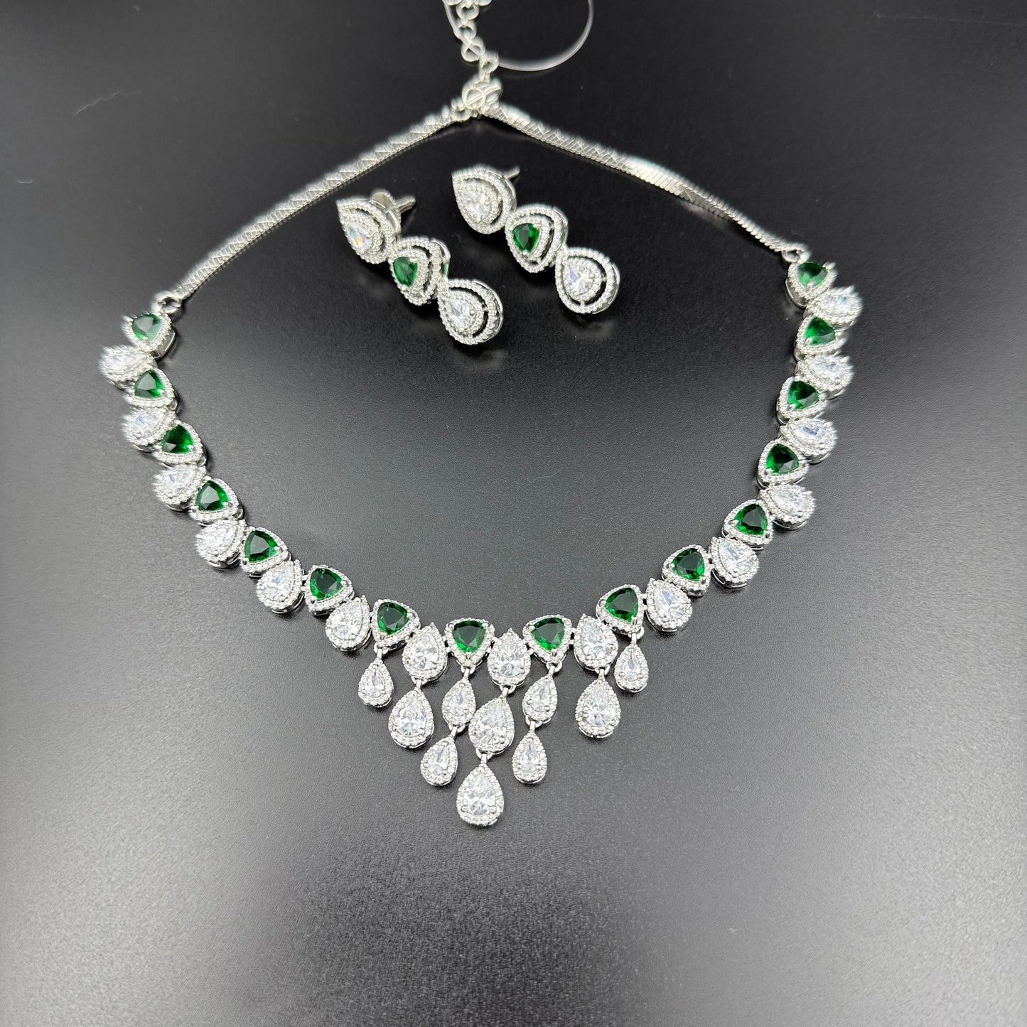 Emerald Green Alena AD Necklace set