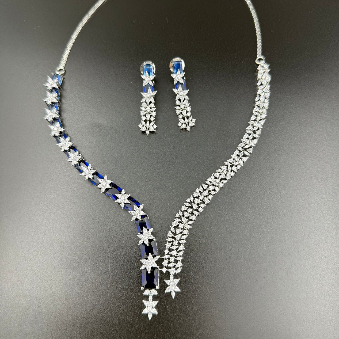 Royal Blue Alisha AD Necklace set