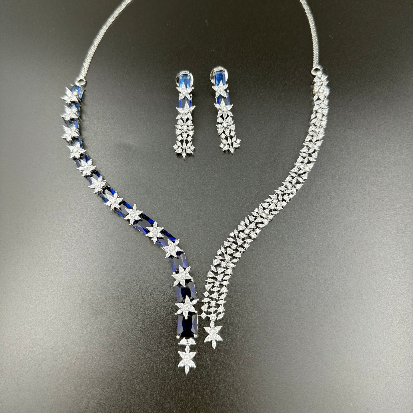 Royal Blue Alisha AD Necklace set