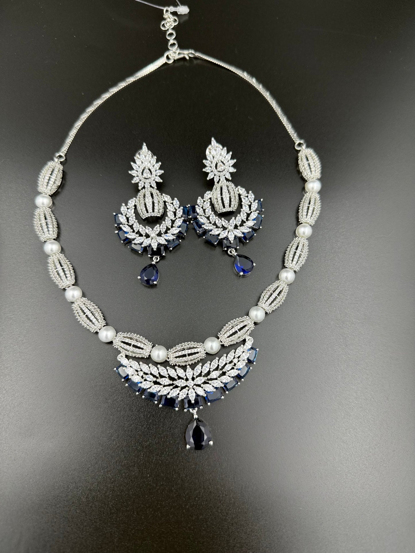 Royal Blue Inayara AD Necklace set