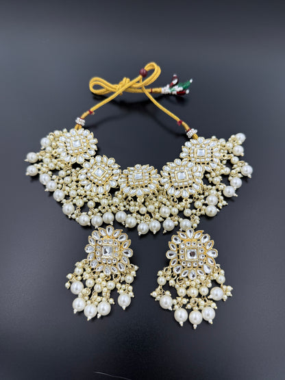 Zayra  Pachi Kundan Ivory Pearl Necklace Set