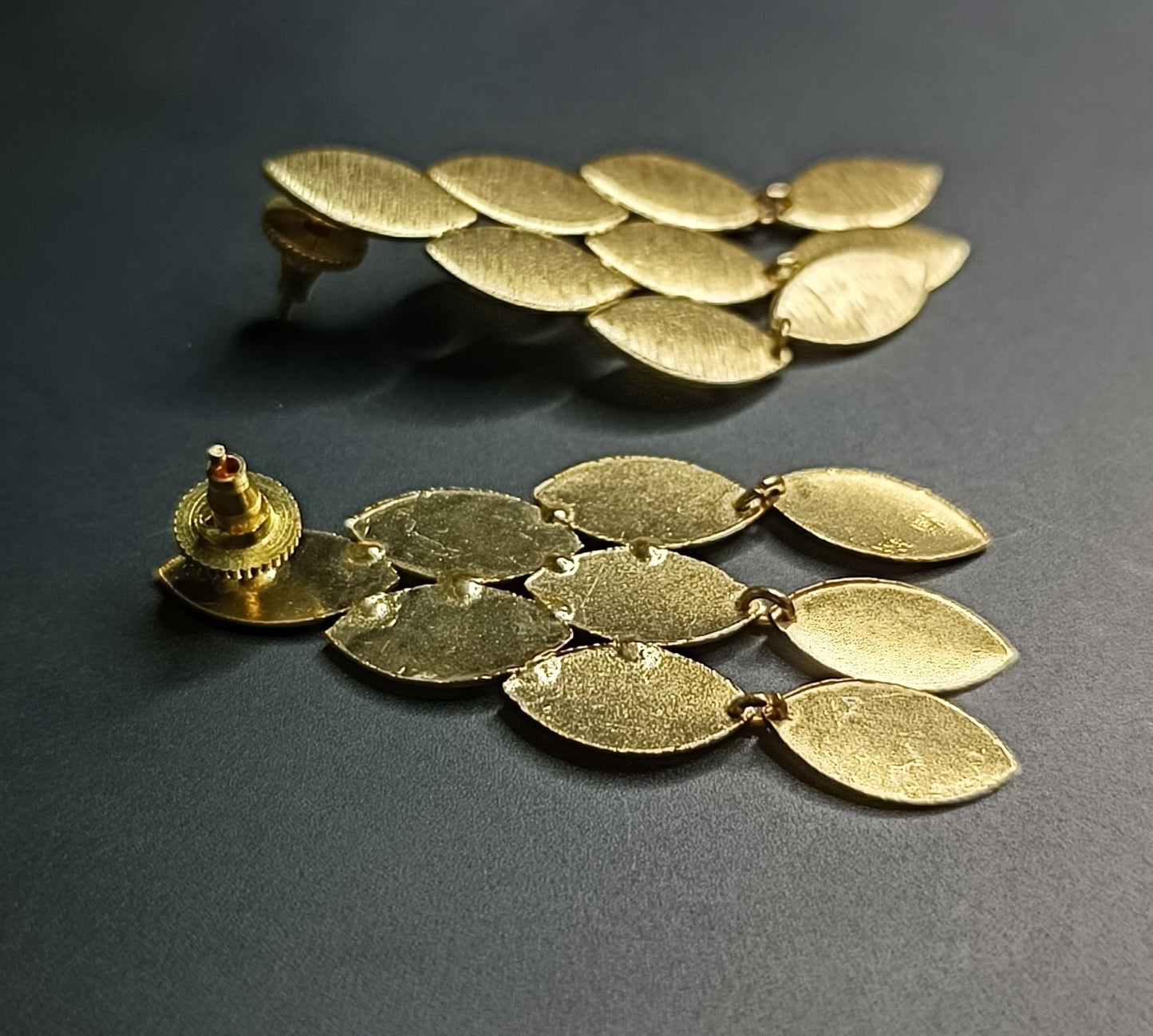 Golden Cluster Leafy Earrings