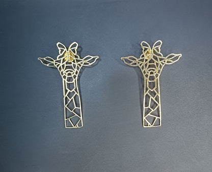 Brass Giraffe Animal Earring