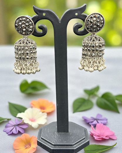 Black Oxidised Jhumki Earring
