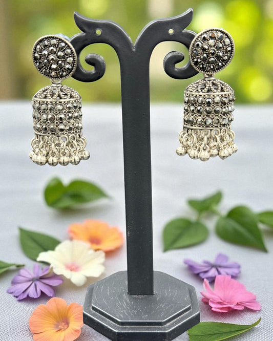Black Oxidised Jhumki Earring
