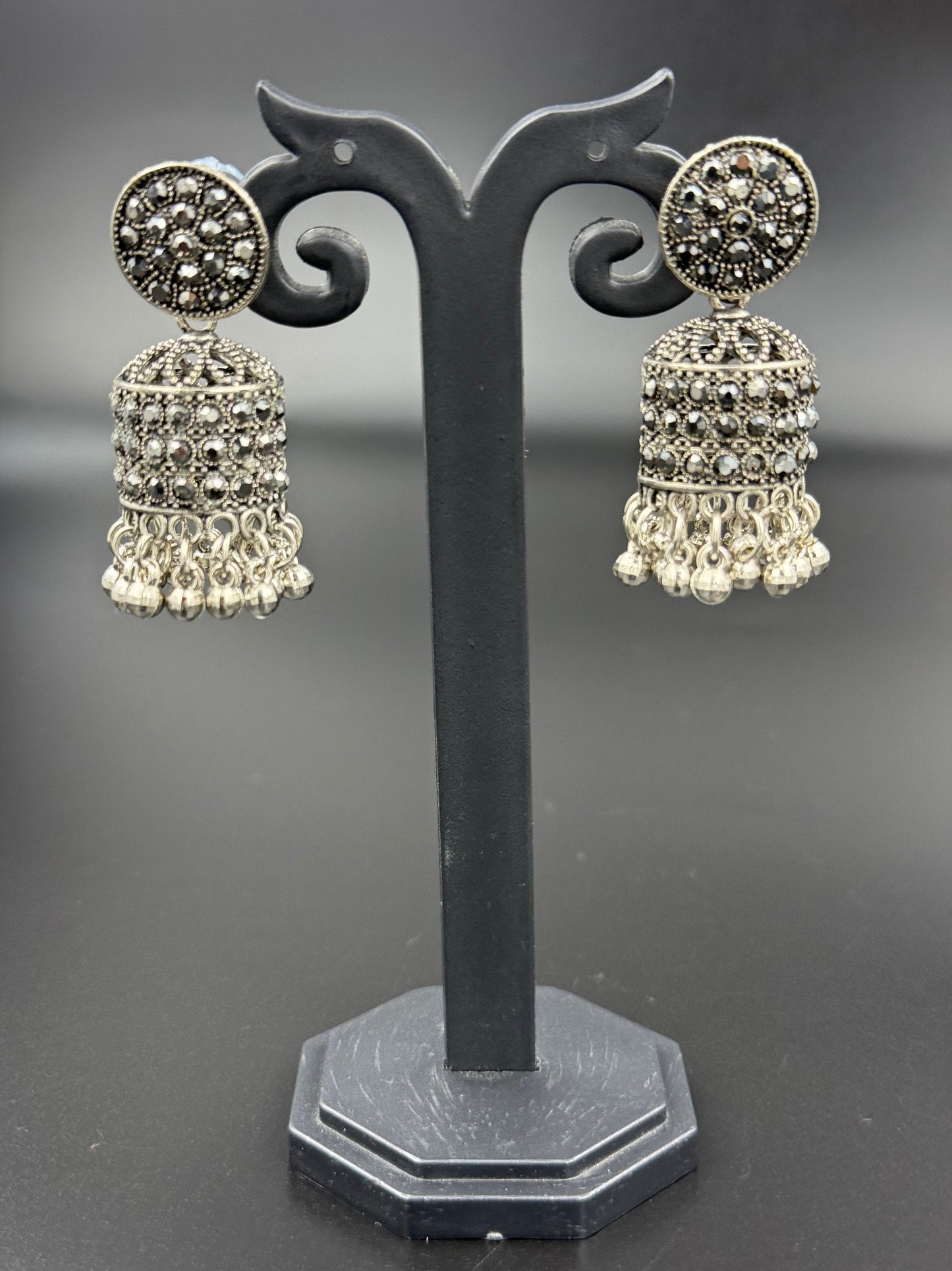 Black Oxidised Jhumki Earring