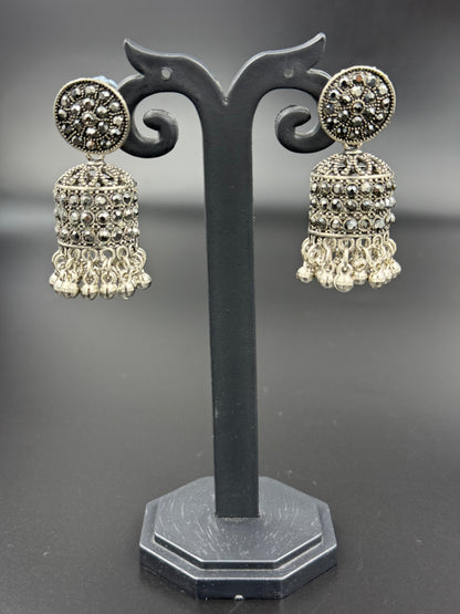 Black Oxidised Jhumki Earring