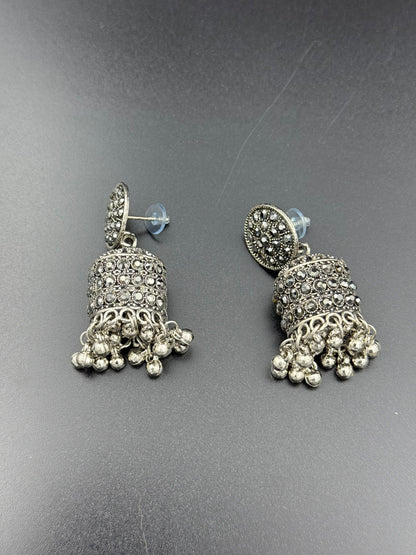 Black Oxidised Jhumki Earring