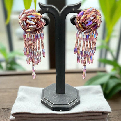 Wine Beaded Dangler Earring