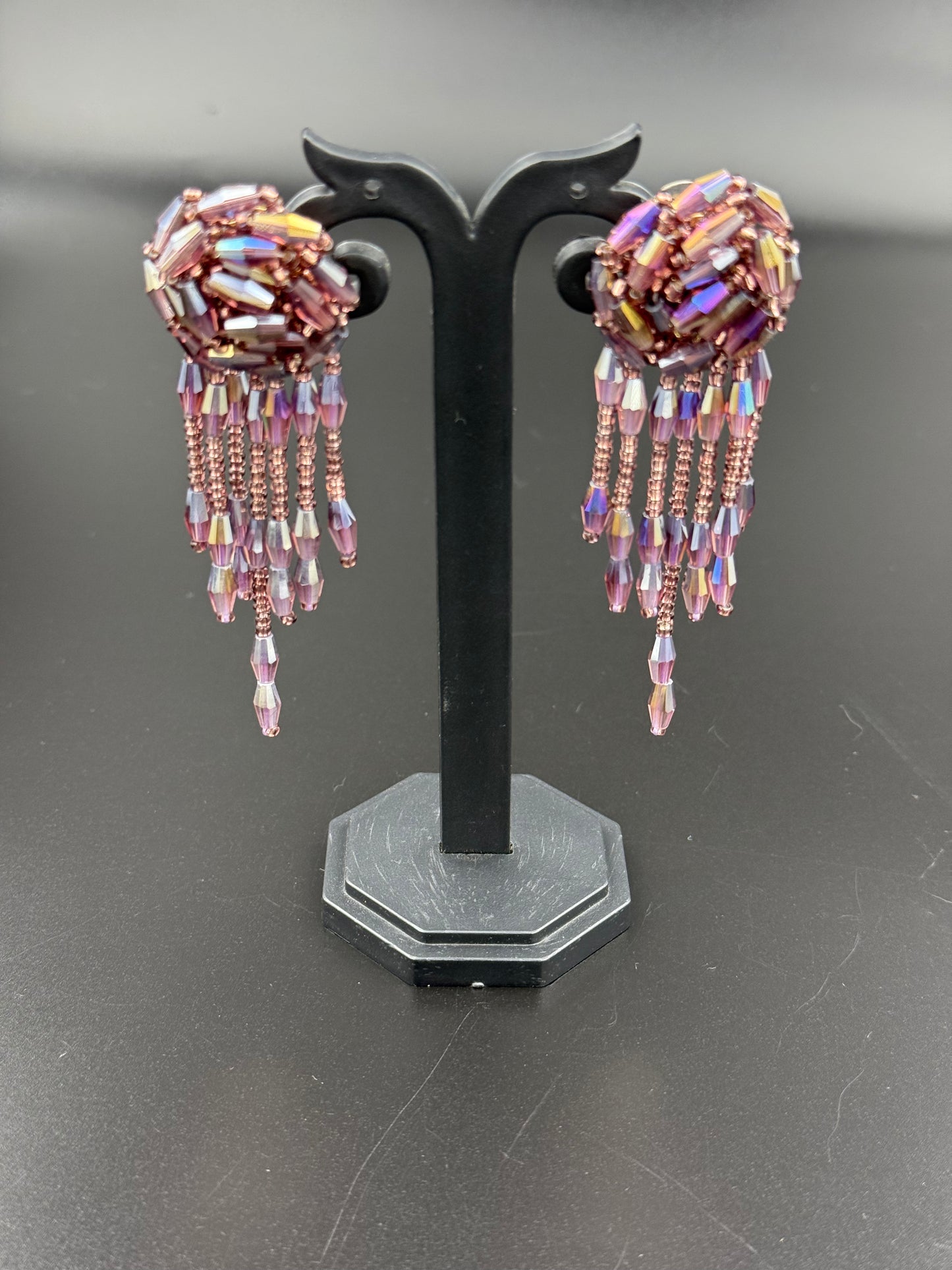 Wine Beaded Dangler Earring