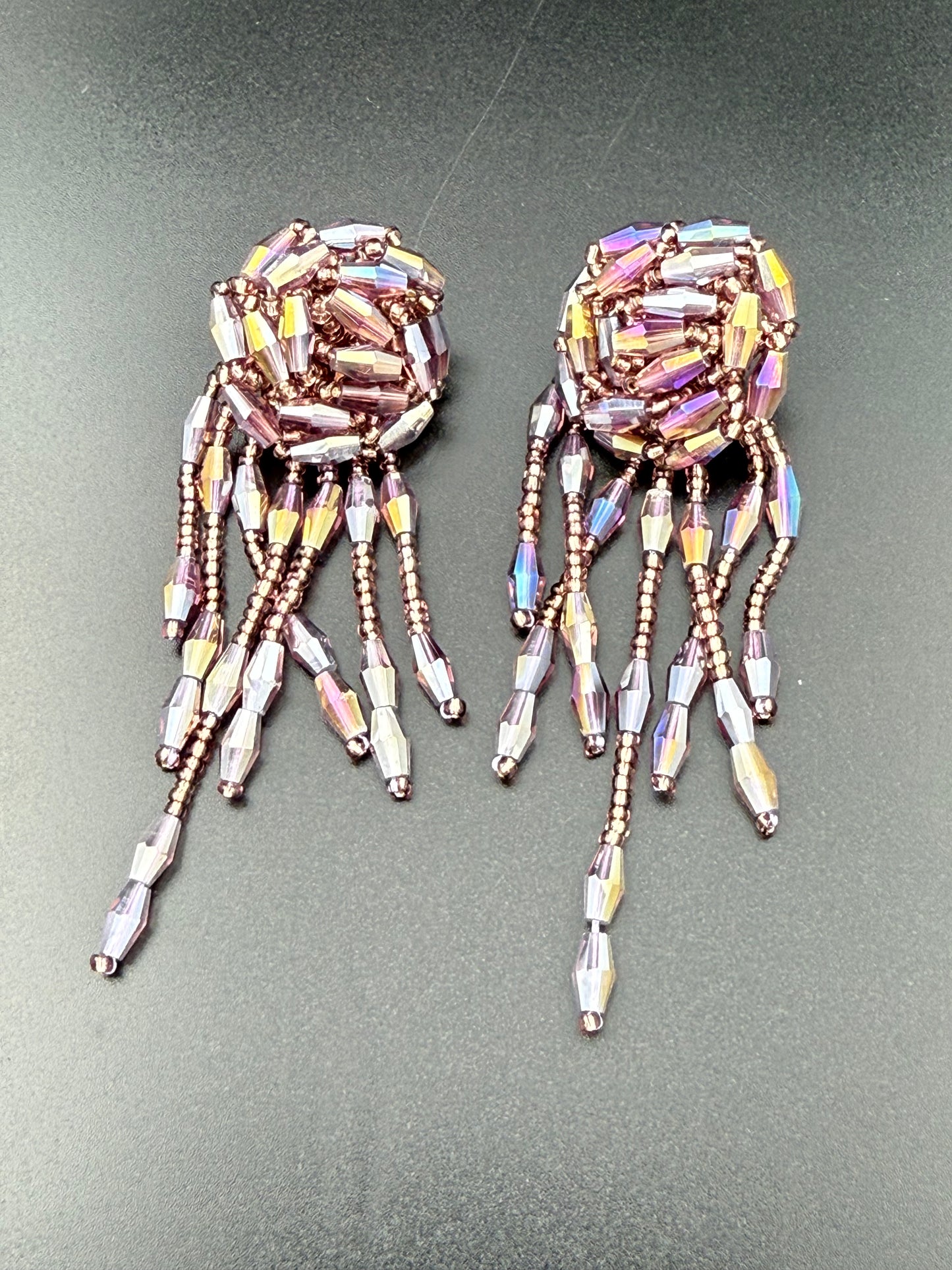 Wine Beaded Dangler Earring