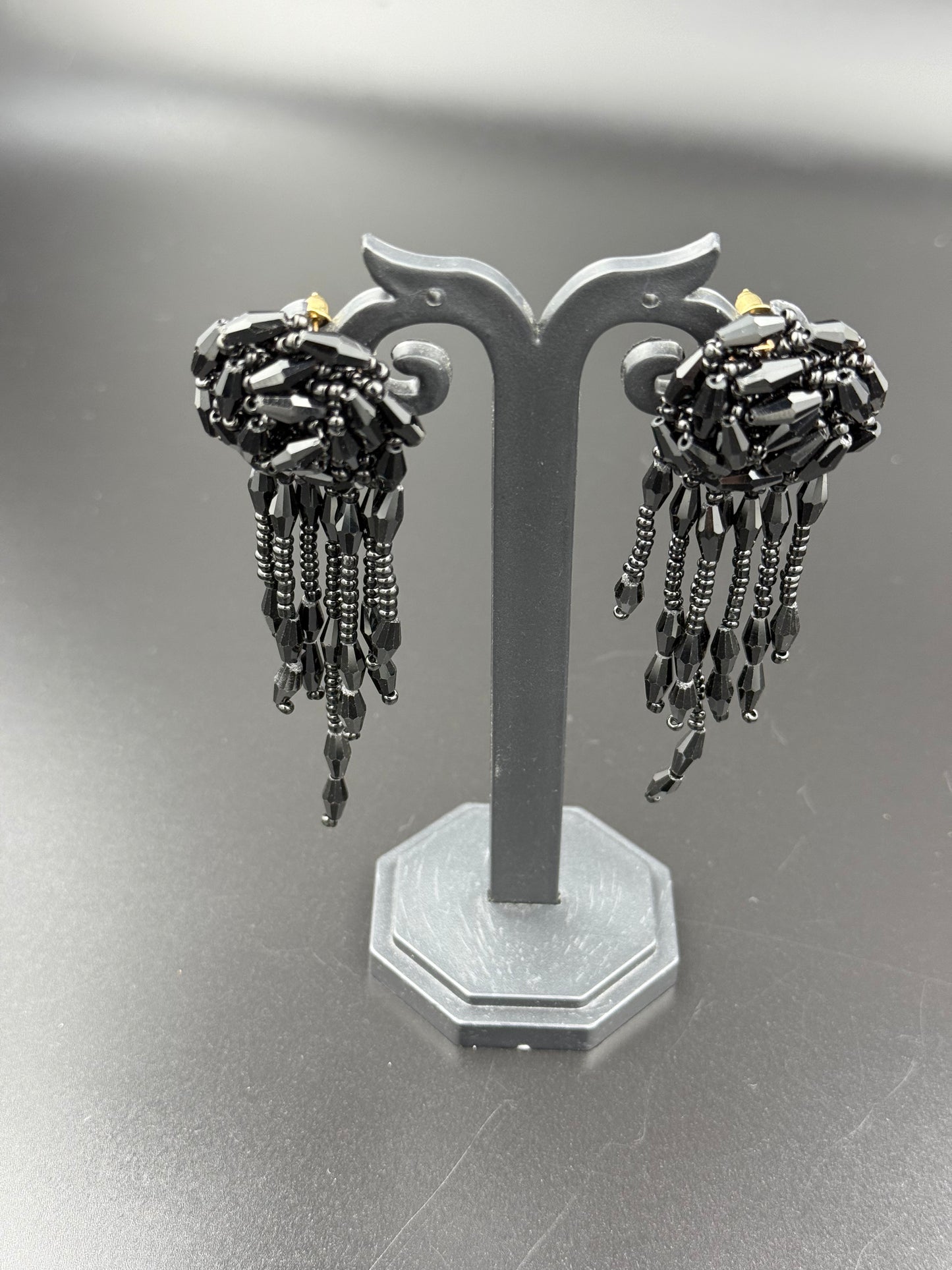 Black Beaded Dangler Earring