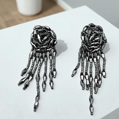 Black Beaded Dangler Earring