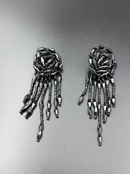 Black Beaded Dangler Earring