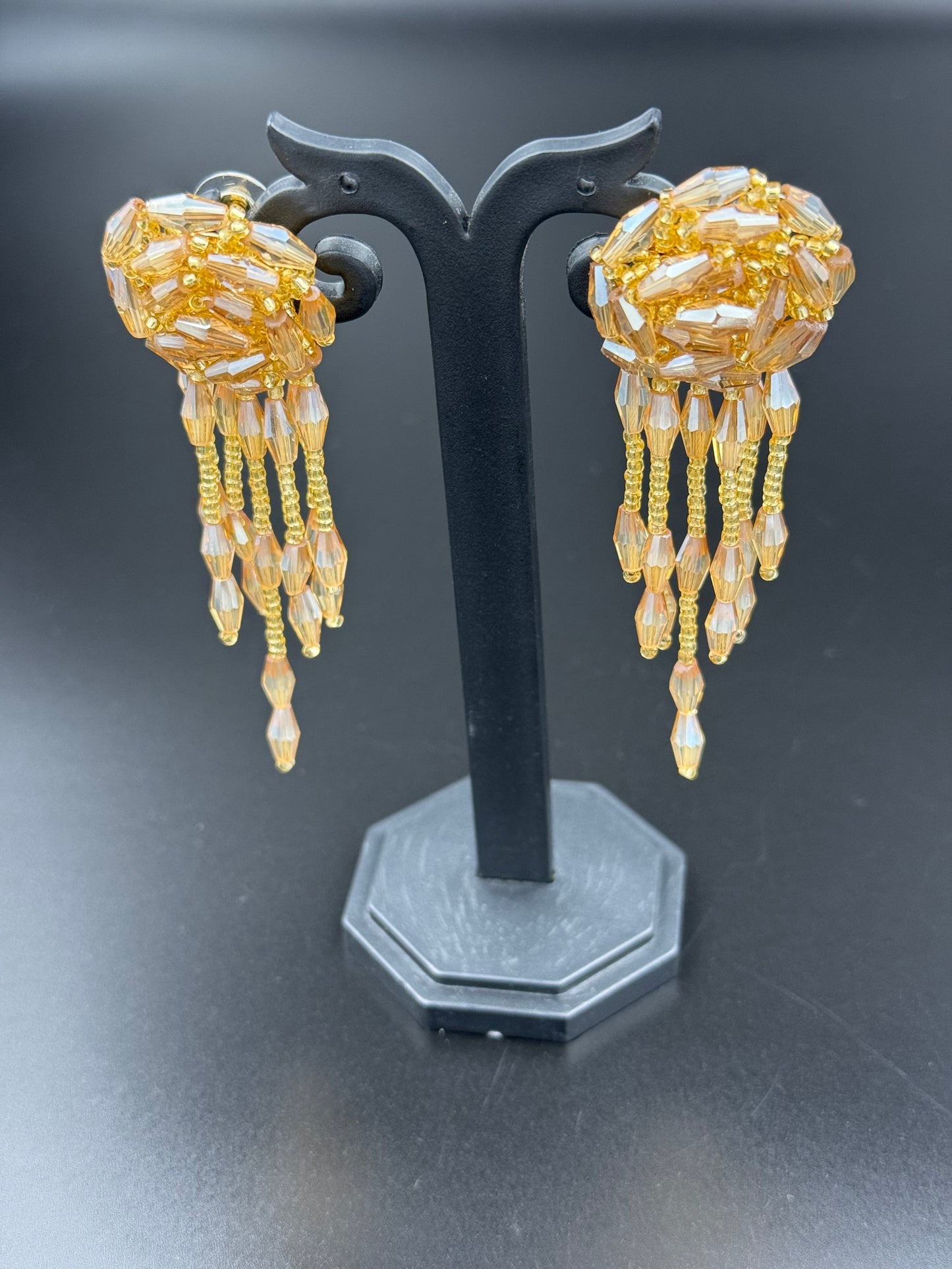 Golden Beaded Dangler Earring