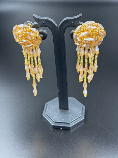Golden Beaded Dangler Earring