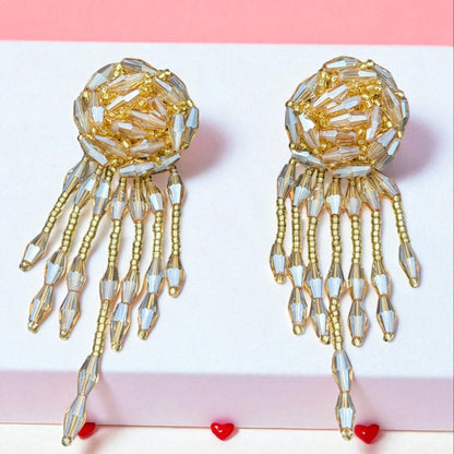 Golden Beaded Dangler Earring